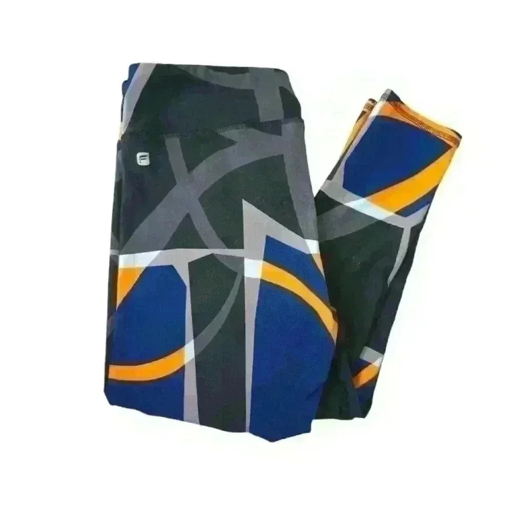Fabletics Powerhold Leggings Black Blue Orange